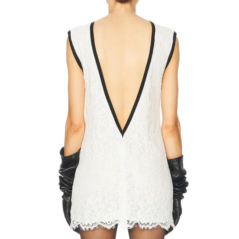Helsa Revolve The Lace Mini Dress XSmall Cocktail Black White Spring Party Lace - Picture 5 of 12